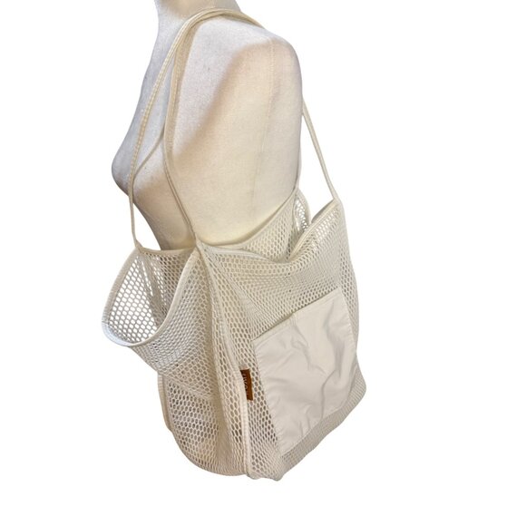 Mesh & Canvas Tote Bag With Front Pocket - Picture 1 of 8